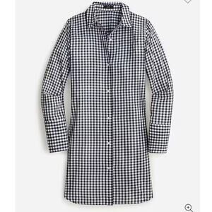 J Crew NWT Cotton Voile Collared Blue and Cream Gingham Voile Beach Shirt Sm
